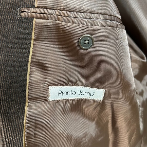 Pronto Uomo Corduroy Sport Coat Mens 46L XLT Brown 100% Cotton Blazer Jacket EUC - Picture 8 of 13